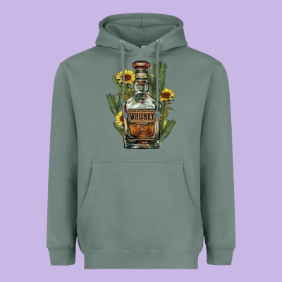 Western Whiskey Bottle Heavyweight Hoodie Designed By Nancycooperartshop