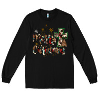 Black merry christmas wood slice ornament Long Sleeve Tee - JahusDesignShop