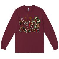 Burgundy merry christmas wood slice ornament Long Sleeve Tee - JahusDesignShop