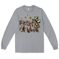 Heather Grey merry christmas wood slice ornament Long Sleeve Tee - JahusDesignShop