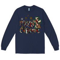 Navy merry christmas wood slice ornament Long Sleeve Tee - JahusDesignShop