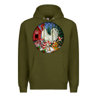 Army Green leghorn rooster christmas ornament Premium Hoodie - LillyAllenDesigns