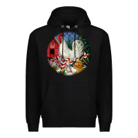 Black leghorn rooster christmas ornament Premium Hoodie - LillyAllenDesigns