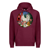 Burgundy leghorn rooster christmas ornament Premium Hoodie - LillyAllenDesigns
