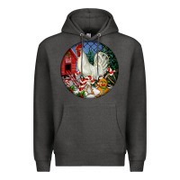 Charcoal Heather leghorn rooster christmas ornament Premium Hoodie - LillyAllenDesigns