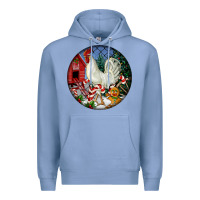 Colony Blue leghorn rooster christmas ornament Premium Hoodie - LillyAllenDesigns