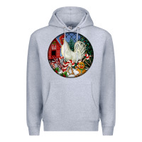 Heather Grey leghorn rooster christmas ornament Premium Hoodie - LillyAllenDesigns
