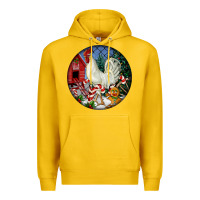 Lemon leghorn rooster christmas ornament Premium Hoodie - LillyAllenDesigns