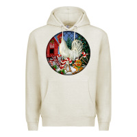 Oatmeal Heather leghorn rooster christmas ornament Premium Hoodie - LillyAllenDesigns