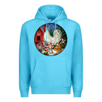 Ocean Blue leghorn rooster christmas ornament Premium Hoodie - LillyAllenDesigns
