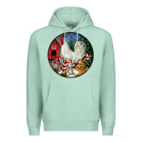 Seafoam leghorn rooster christmas ornament Premium Hoodie - LillyAllenDesigns