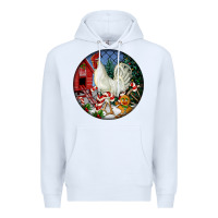 White leghorn rooster christmas ornament Premium Hoodie - LillyAllenDesigns