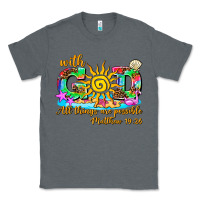 Charcoal Heather with god all things are possible summer Classic Tee - AdoDesignShop