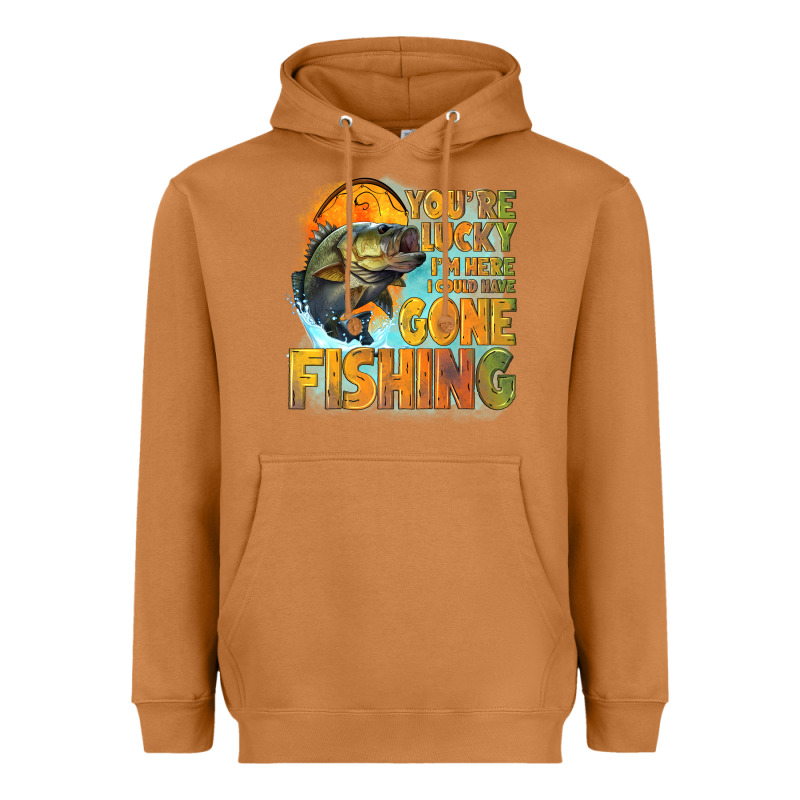 Youre Lucky Im Here I Could Have Gone Fishing Heavyweight Hoodie by NancyCooperArtShop | Teevron