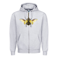 Heather Grey Hercules Beetle With Wings Zipper Hoodie - LillyAllenDesigns