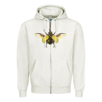 Oatmeal Heather Hercules Beetle With Wings Zipper Hoodie - LillyAllenDesigns