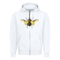 White Hercules Beetle With Wings Zipper Hoodie - LillyAllenDesigns