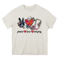 Cream peace love nursing Heavy Core Tee - SublimationCraftShop