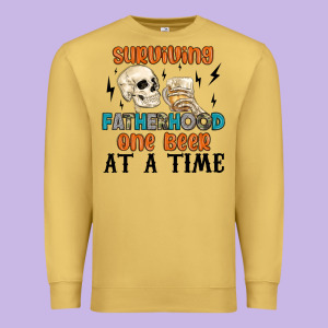 Surviving Fatherhood One Beer At A Time Premium Sweatshirt Designed By Maliassmallbusiness