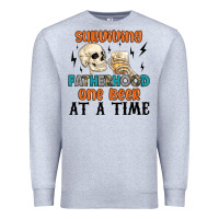 Heather Grey surviving fatherhood one beer at a time Premium Sweatshirt - MaliasSmallBusiness