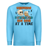 Ocean Blue surviving fatherhood one beer at a time Premium Sweatshirt - MaliasSmallBusiness