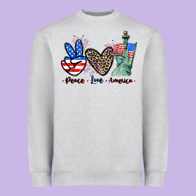 Peace Love America 4th Of July Heavyweight Sweatshirt Designed By Cowgirlartshop