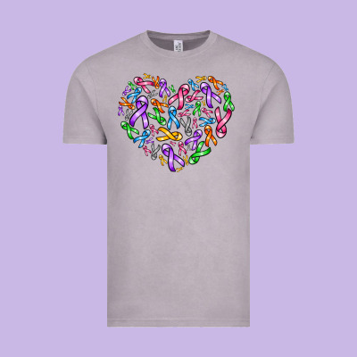 Cancer Ribbon Heart Vintage Tee Designed By Adodesignshop