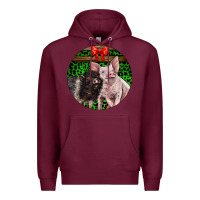 Burgundy christmas pig Premium Hoodie - LillyAllenDesigns