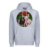 Heather Grey christmas pig Premium Hoodie - LillyAllenDesigns