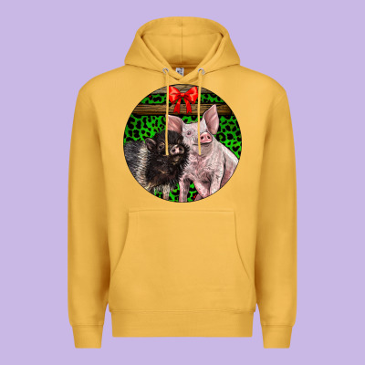 Christmas Pig Premium Hoodie Designed By Lillyallendesigns