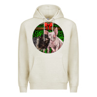 Oatmeal Heather christmas pig Premium Hoodie - LillyAllenDesigns