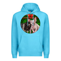 Ocean Blue christmas pig Premium Hoodie - LillyAllenDesigns