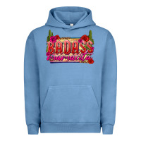 Pigment Pebble Blue Badass Mamacita Urban Hoodie - texasbilliewilder