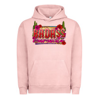 Pigment Salmon Badass Mamacita Urban Hoodie - texasbilliewilder