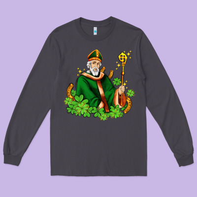St Patricks And Horseshoes With Shamrocks Long Sleeve Tee Designed By Adodesignshop