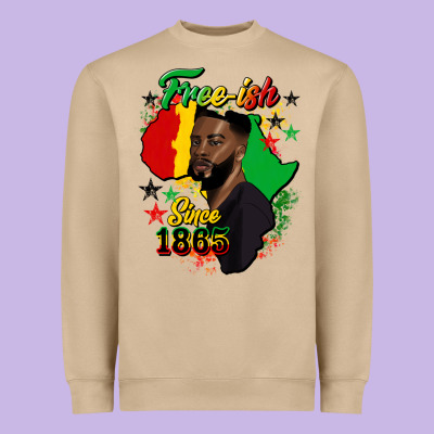 Free Ish Since 1865 Black Man Heavyweight Sweatshirt Designed By Hra Design Shop