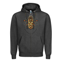 Charcoal Heather Acrocinus Beetle Illustrations Zipper Hoodie - LillyAllenDesigns