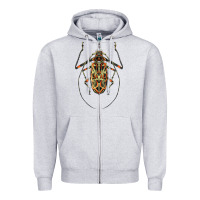 Heather Grey Acrocinus Beetle Illustrations Zipper Hoodie - LillyAllenDesigns