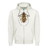 Oatmeal Heather Acrocinus Beetle Illustrations Zipper Hoodie - LillyAllenDesigns