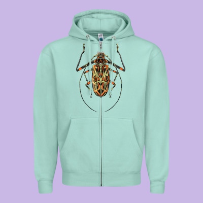 Acrocinus Beetle Illustrations Zipper Hoodie Designed By Lillyallendesigns