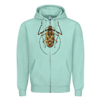 Seafoam Acrocinus Beetle Illustrations Zipper Hoodie - LillyAllenDesigns