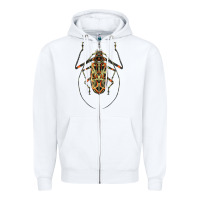 White Acrocinus Beetle Illustrations Zipper Hoodie - LillyAllenDesigns