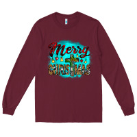 Burgundy merry christmas wood slice ornament Long Sleeve Tee - JahusDesignShop