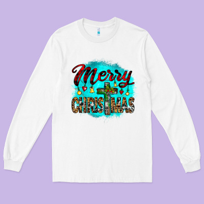 Merry Christmas Wood Slice Ornament Long Sleeve Tee Designed By Jahusdesignshop