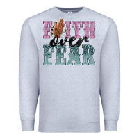 Heather Grey faith over fear Premium Sweatshirt - NancyCooperArtShop