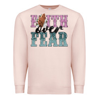 Pale Pink faith over fear Premium Sweatshirt - NancyCooperArtShop