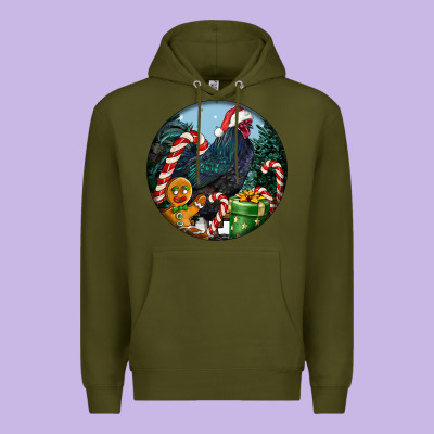 Jersey Giant Rooster Christmas Premium Hoodie Designed By Lillyallendesigns