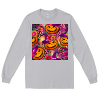 Moon Dust halloween witchy pumpkin seamless pattern Long Sleeve Tee - BundleAndBundleShop