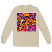 Mushroom halloween witchy pumpkin seamless pattern Long Sleeve Tee - BundleAndBundleShop