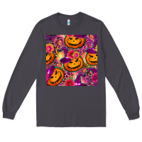 Smoke halloween witchy pumpkin seamless pattern Long Sleeve Tee - BundleAndBundleShop